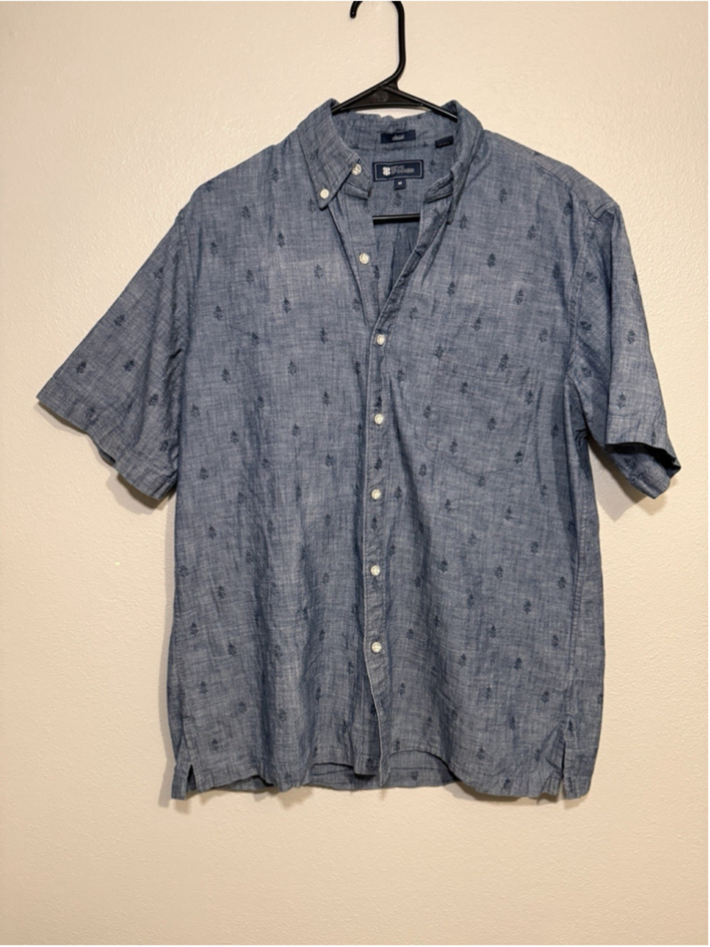 Reyn Spooner Blue Cotton Leaf Print Button Down Shirt M